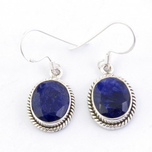 Safīrs -  sudraba auskari